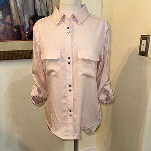 Ivanka Trump Silk Blush Pink Button-Up Blouse Size Medium